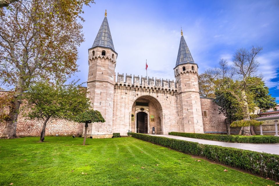 Entrance area of Topkapi Palace from the Gulhane Park side in Istanbul