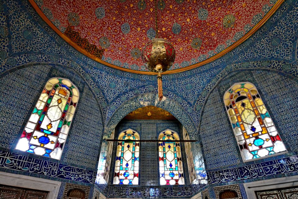 Inside the Harem of Topkapi Palace featuring blue and white Iznik ceramic tiles